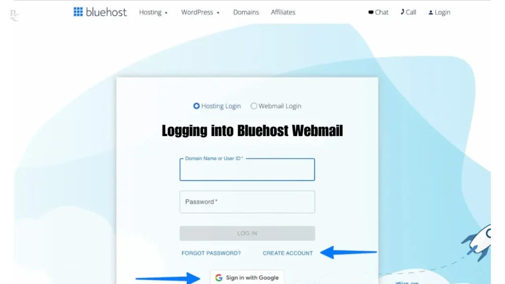 Logging into Bluehost Webmail
